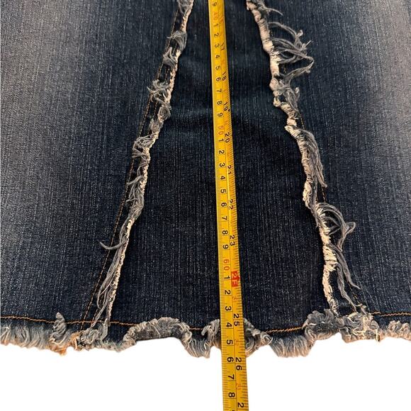 Street Vibes Women's A-Line Denim Raw Edge 90s Midi Skirt, size L - Picture 4 of 8
